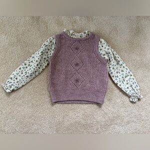 Zara Purple Crew Neck Sweater with Ribbed Texture, 18-24M
